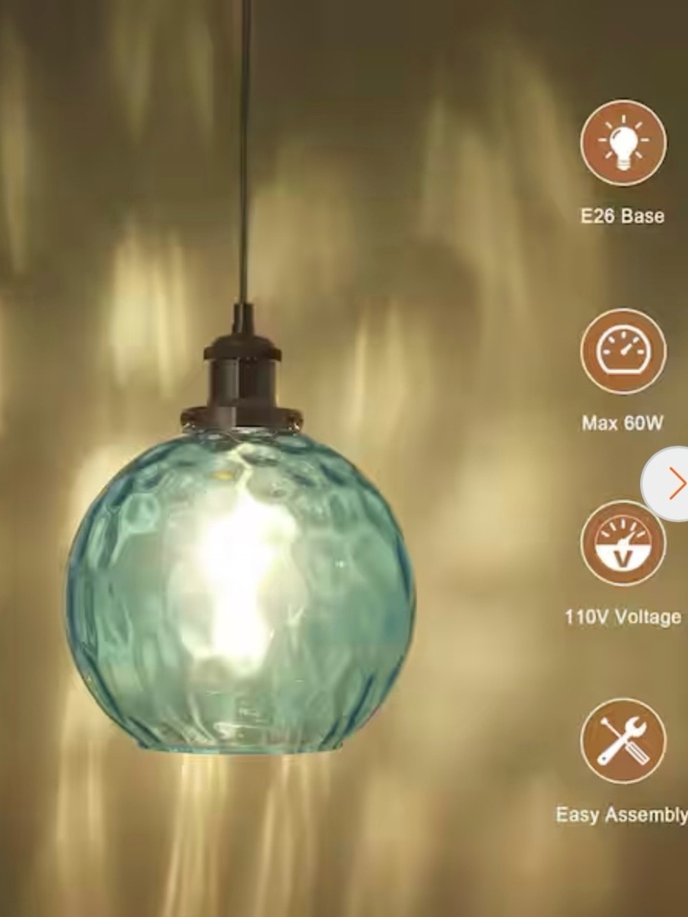 New adsensty blue Glass globe Pendant Light
